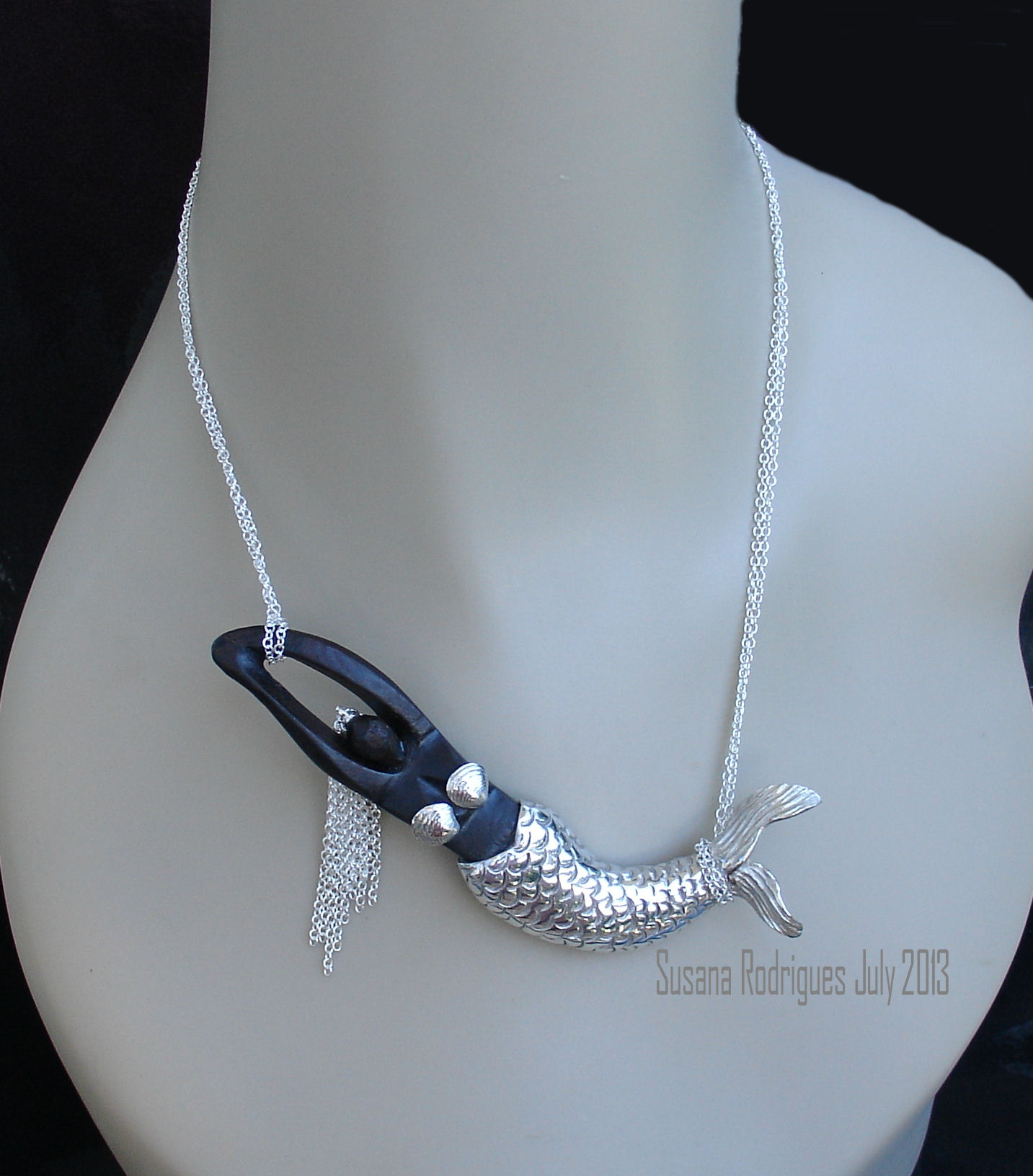 Mermaid Necklace in Art Clay Silver