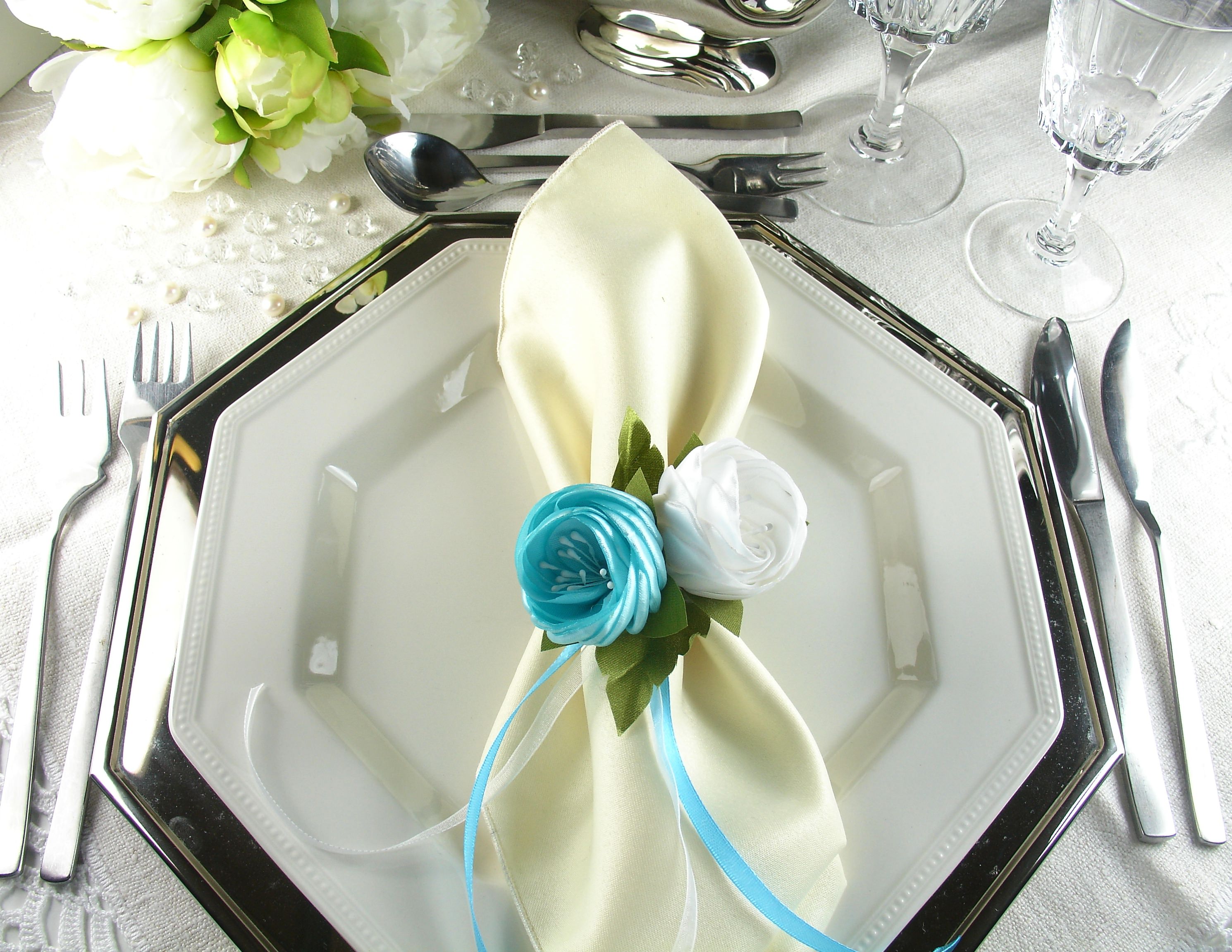 Silk Flowers as Napkin Rings